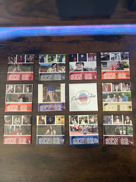 Custom Graduation Magnet- Personalized Photo Keepsake for Seniors (2.5" Square) - Redeeming Skies Creative Company